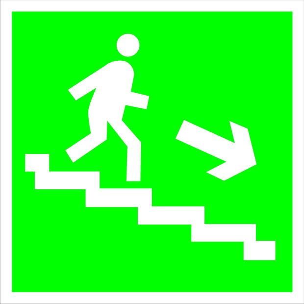 Знак «направление к выходу по лестнице» 150х150 ГОСТ 12.2.143-2009