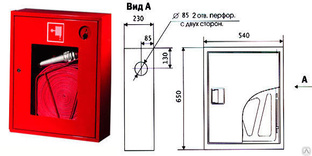 Пожарный шкаф на 2 крана и 2 огнетушителя размеры