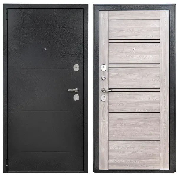 Дверь входная металлическая Порта Р-2 Дуб европейский 880 мм левая цвет серый/ антик серебро PORTIKA Порта Р-2 104/П28