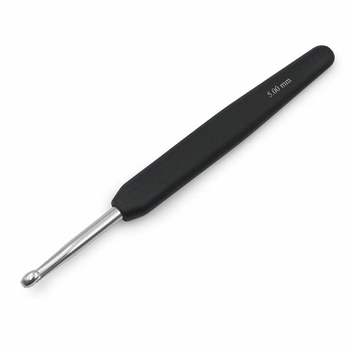 Алюминиевый крючок Aluminum Silver с чёрной эргономической ручкой KnitPro (5,0 мм арт.30817)
