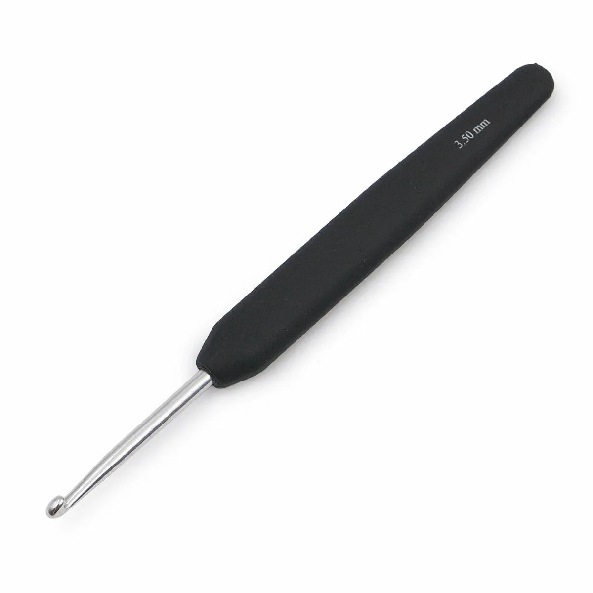 Алюминиевый крючок Aluminum Silver с чёрной эргономической ручкой KnitPro (3,5 мм арт.30814)