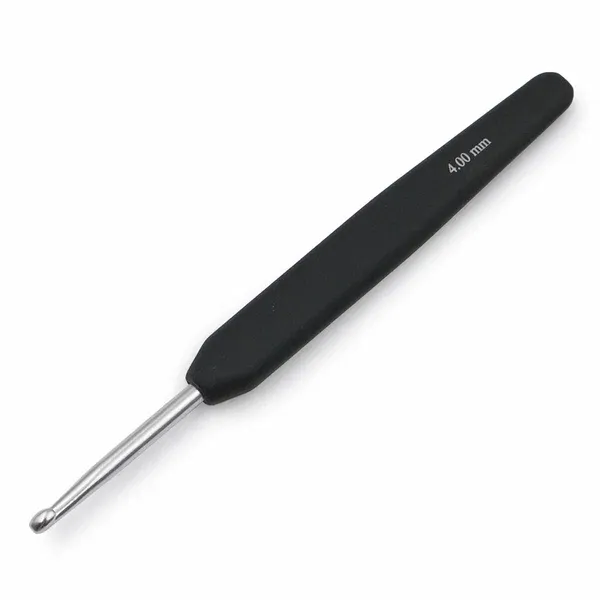 Алюминиевый крючок Aluminum Silver с чёрной эргономической ручкой KnitPro (4,0 мм арт.30815)