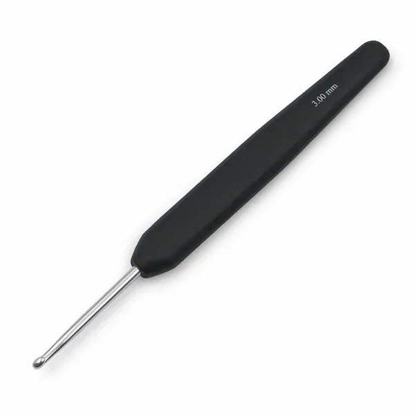 Алюминиевый крючок Aluminum Silver с чёрной эргономической ручкой KnitPro (3,0 мм арт.30813)