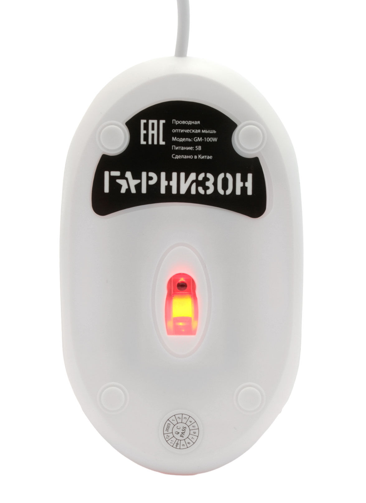 Мышь компьютерная "Гарнизон" GM-100W, USB, 2кн.+колесо кнопка, 1000DPI, чип-X , белый 2