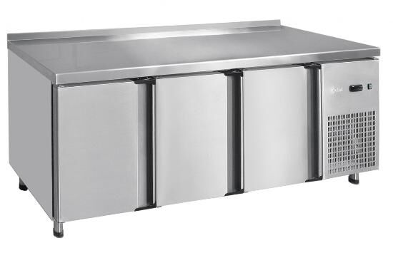 Стол холодильный среднетем. СХС-60-02 неохл. Столешница с бортом (ящики 1/2, дверь-стекло, ящики 1/2)