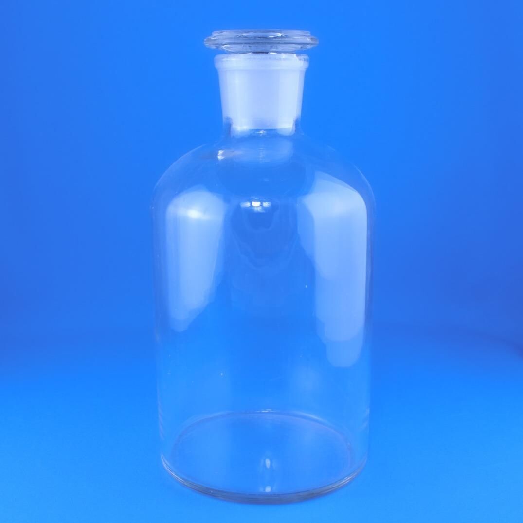 Склянка для реактивов светлое стекло с притёртой пробкой 1000 мл, узкое горло - без градуировки