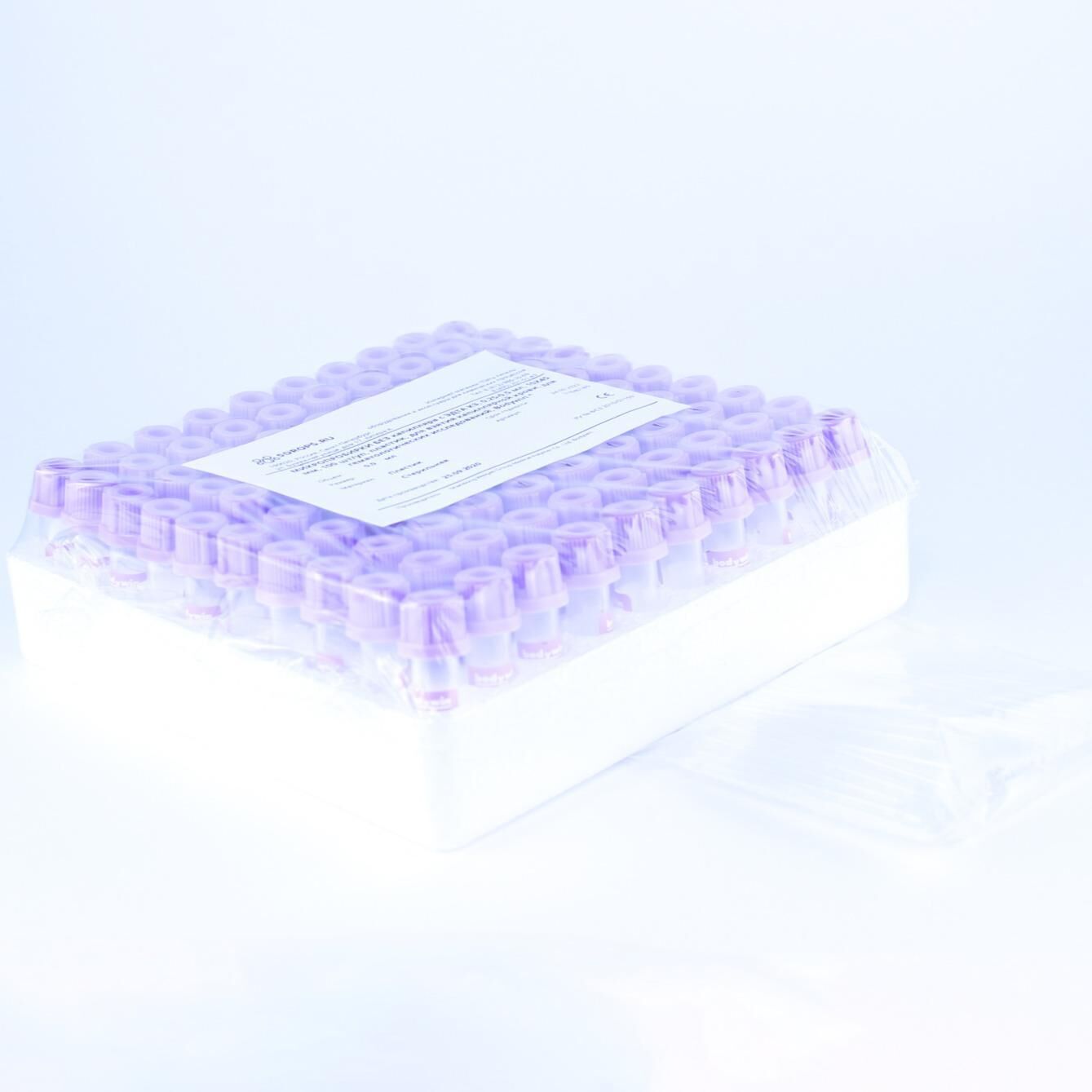 Микропробирки без каппиляра с ЭДТА К3, 0,25-0,5 мл, 10х45 мм, пластик, для взятия капиллярной крови, для гематологически