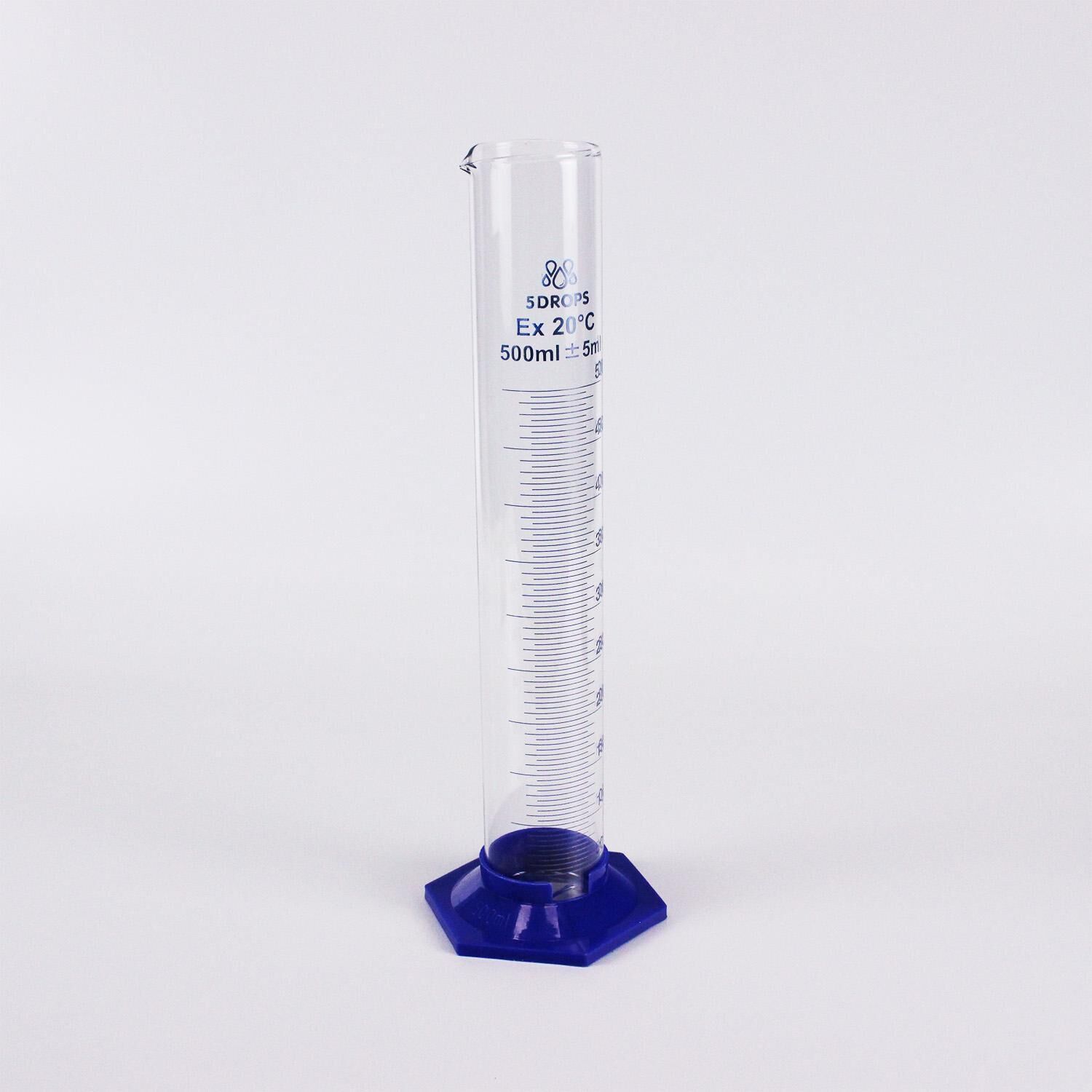 Цилиндр мерный 5drops, 3-500-2, на пластиковом основании, с носиком, градуированный, 500 мл