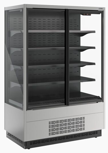 Витрина холодильная Carboma Cube 2 FC20-07 VV 1,3-1 STANDARD фронт X1 (9006-9005) (версия 2.0)
