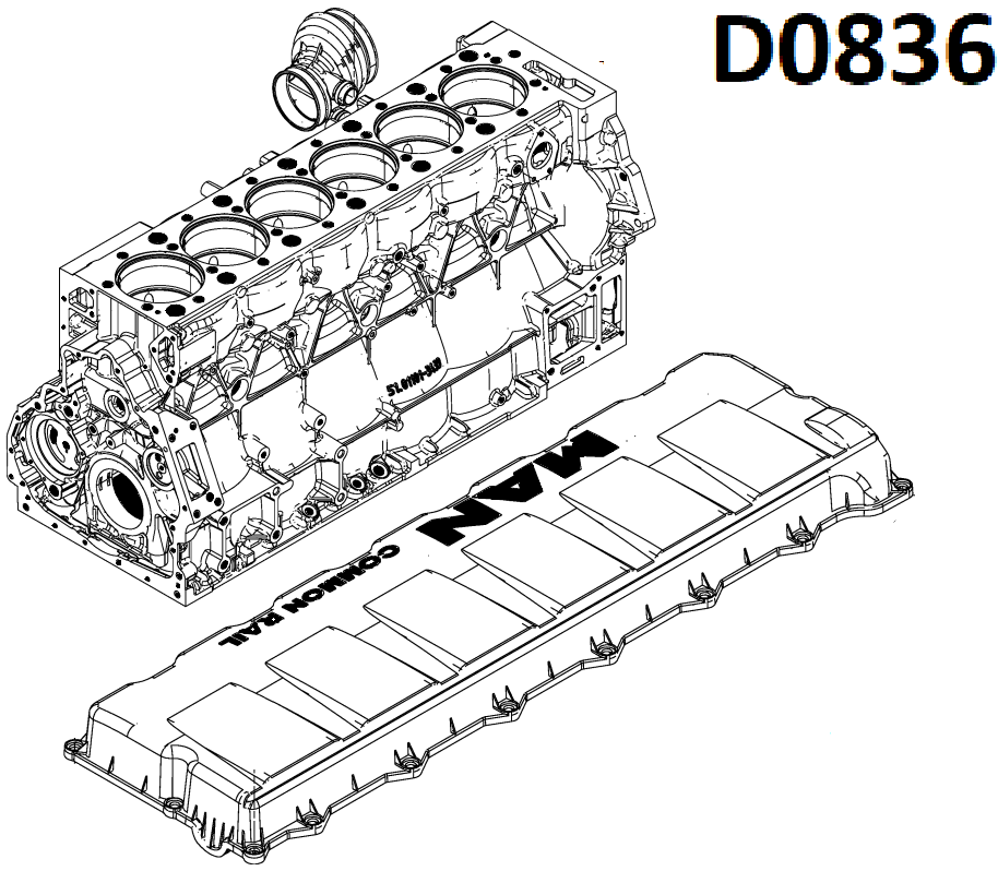 Блок двигателя Ман ТГМ, ТГЛ, М2000 Euro 2, 3 D0836 51.01102-6402