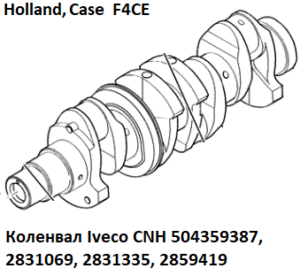 Коленвал Ивеко F4CE New Holland, Case 504359387, 2831069, 2831335, 2859419