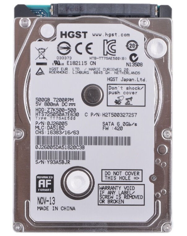 Жесткий диск 500Gb 2.5", 5400rpm (б/у) HDD б/у