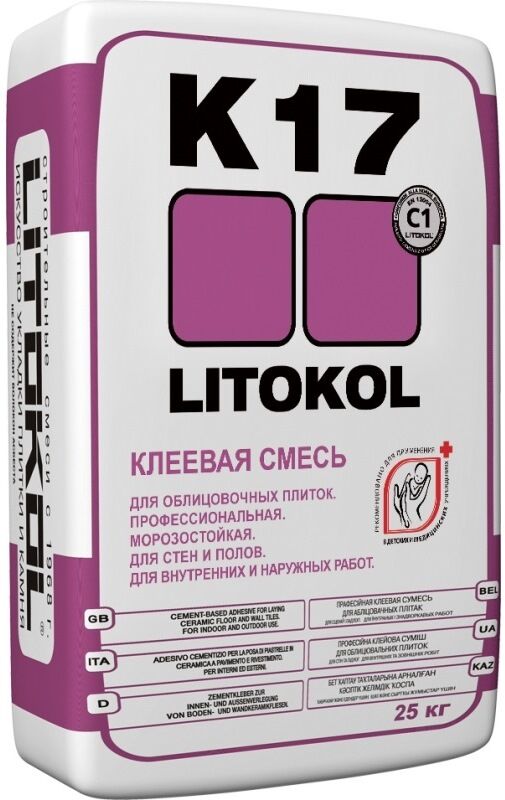 Клей для керамической плитки и мрамора LITOKOL K17