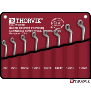 Набор ключей накидных изогнутых 75° "THORVIK" 6-22мм 8 предметов в чехле