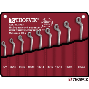 Набор ключей накидных изогнутых 75° "THORVIK" 6-24мм 9 предметов в чехле