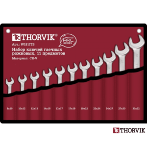 Набор ключей рожковых Cr-V "THORVIK" 8-32мм 11 предметов в чехле