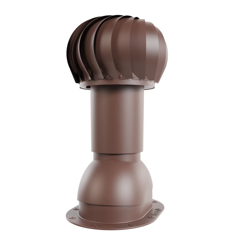 Роторная вентиляция Viotto для готовой мягкой и фальцевой кровли, d-110мм, h-550мм, утепленная, коричневый шоколад (RAL