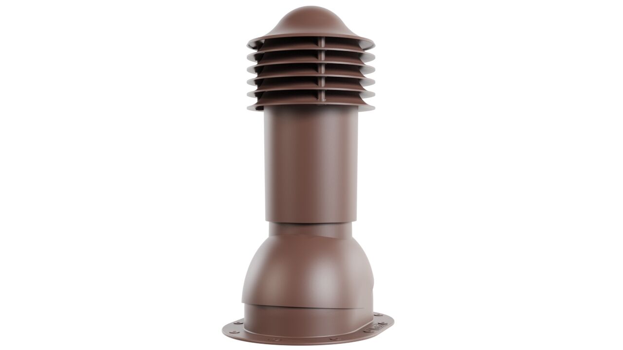 Труба вентиляционная Viotto, для готовой мягкой и фальцевой кровли, d-110мм, h-550мм, утепленная, коричневый шоколад (RA