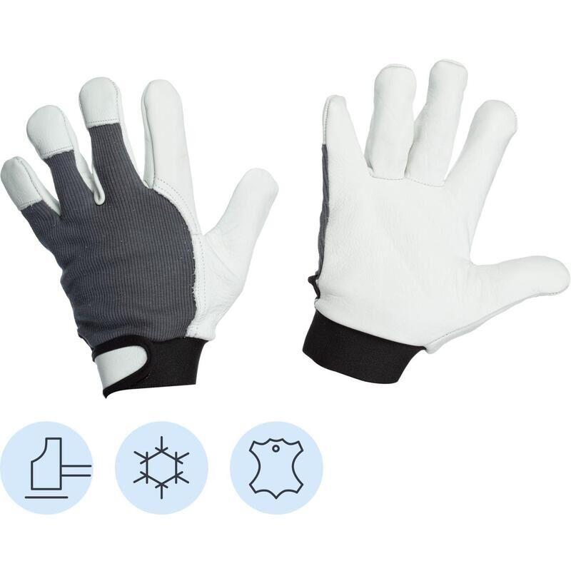 Перчатки рабочие утепленные Jeta Safety Winter Mechanic JLE305 кожаные черные/белые (размер 10, XL)