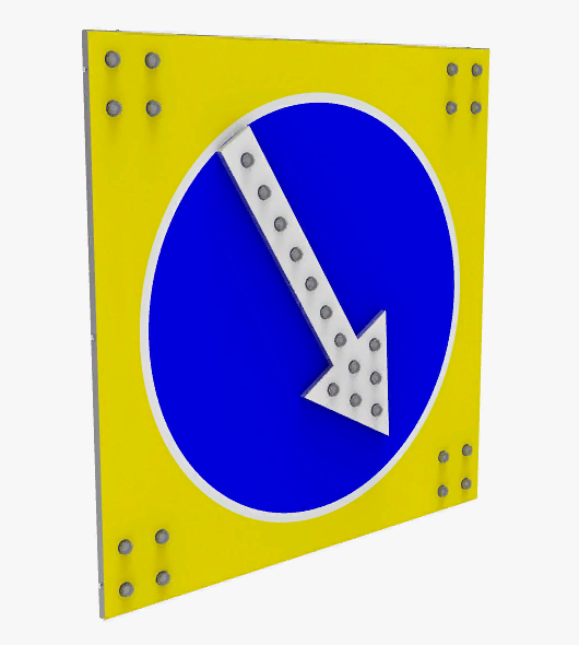 Светодиодный дорожный знак на щите (900х900), 4 стробоскопа поворотная стрелка 4.2.1 (4.2.2)