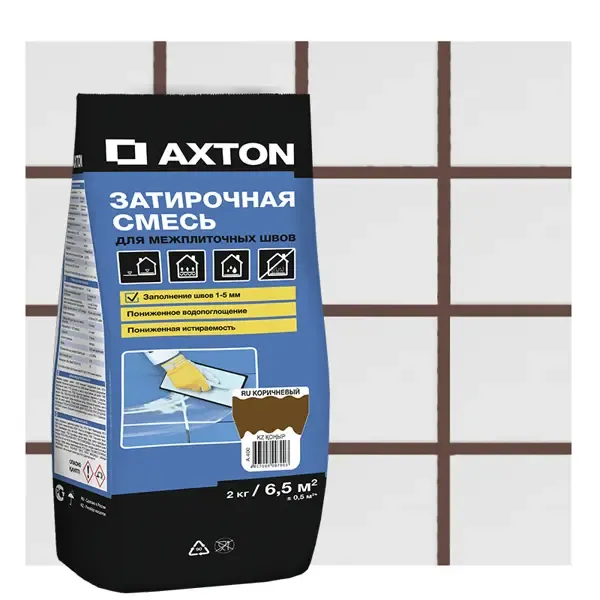 Затирка цементная Axton А400 цвет коричневый 2 кг AXTON Затирочная смесь
