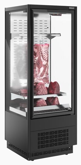 Горка холодильная для мяса Carboma Cube Flesh 2 FC20-07 VV 0,7-1 STANDARD фронт X7 (9006-9005) (версия 2.0)