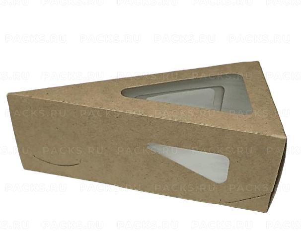 Коробка под кусок пирога с окном 160х160х80х60мм ForGenika PIE Window Kraft 50/450
