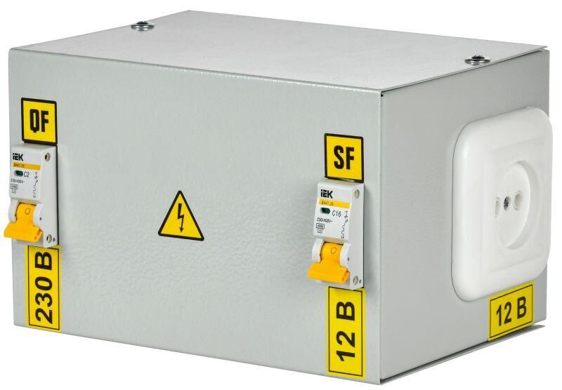 Ящик с понижающим трансформатором ЯТП 0.25 220/12 В (2 авт. выкл.) IEK MTT12-012-0250