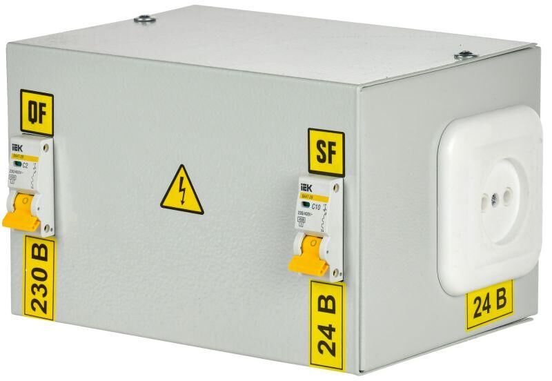 Ящик с понижающим трансформатором ЯТП 0.25 220/24 В (2 авт. выкл.) IEK MTT12-024-0250