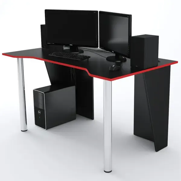 Компьютерный стол Дизайн Фабрика LevelUP 1400 Черный/Красный 140x73.2x77 см ЛДСП цвет черный