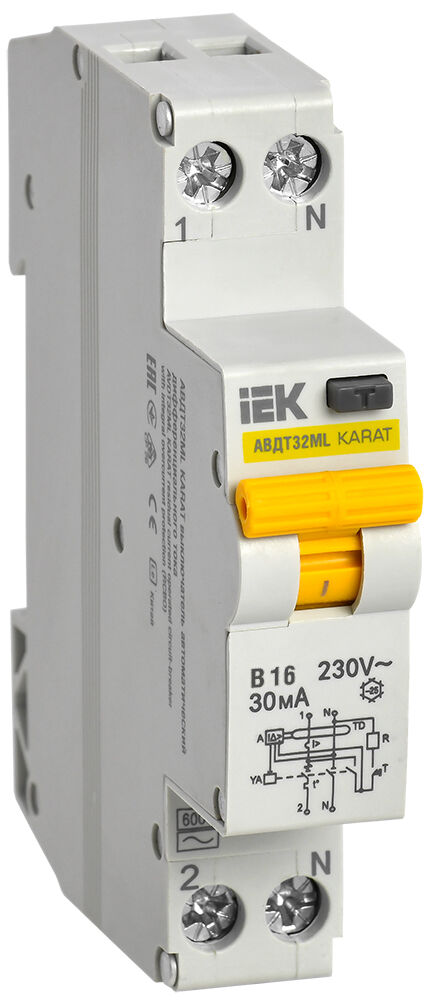 IEK Дифференциальный автоматический выключатель АВДТ32МL В16 30мА KARAT 