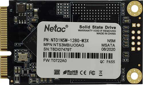 SSD накопитель Netac mSATA N5M 128 Гб SATA III 3D NAND (NT01N5M-128G-M3X)