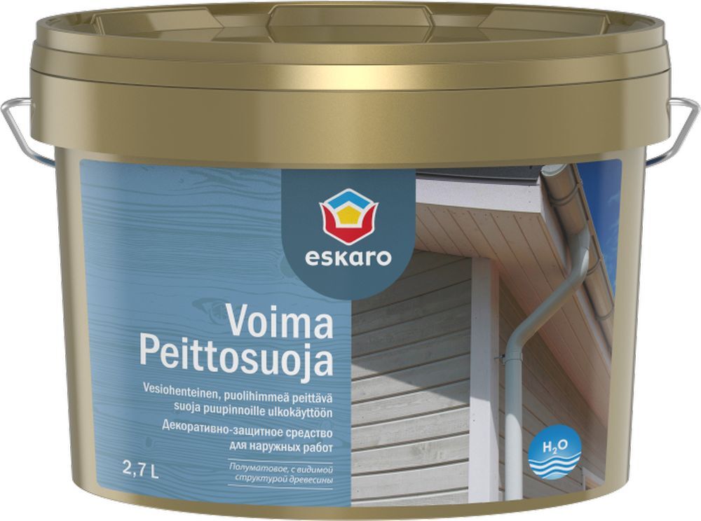 Водоразбавляемый кроющий антисептик для деревянных фасадов "Eskaro Voima" База А 2,7л