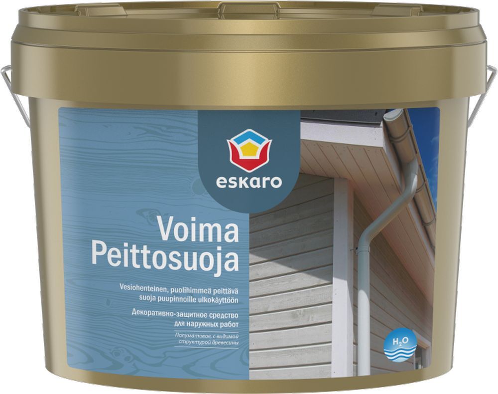 Водоразбавляемый кроющий антисептик для деревянных фасадов "Eskaro Voima" База TR 9л