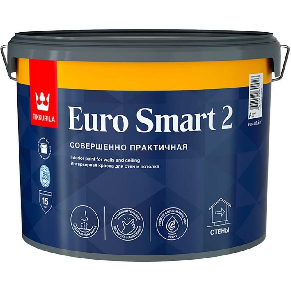 Интерьерная краска для стен и потолка Tikkurila EURO SMART 2