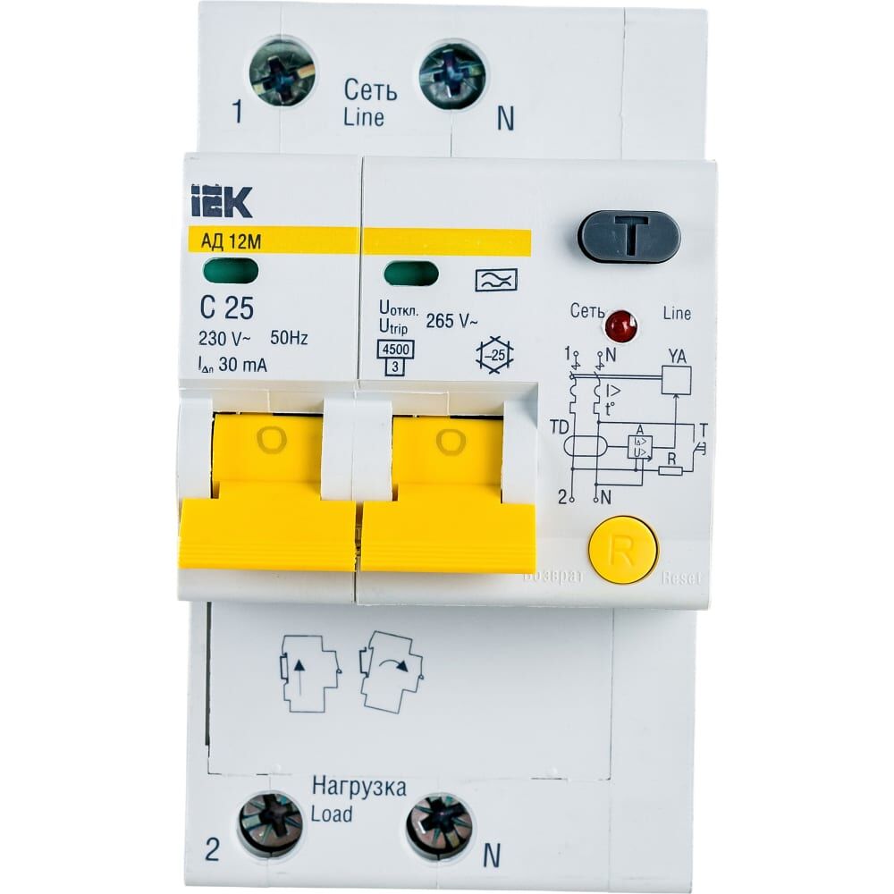 Дифференциальный автоматический выключатель тока IEK АД-12М C