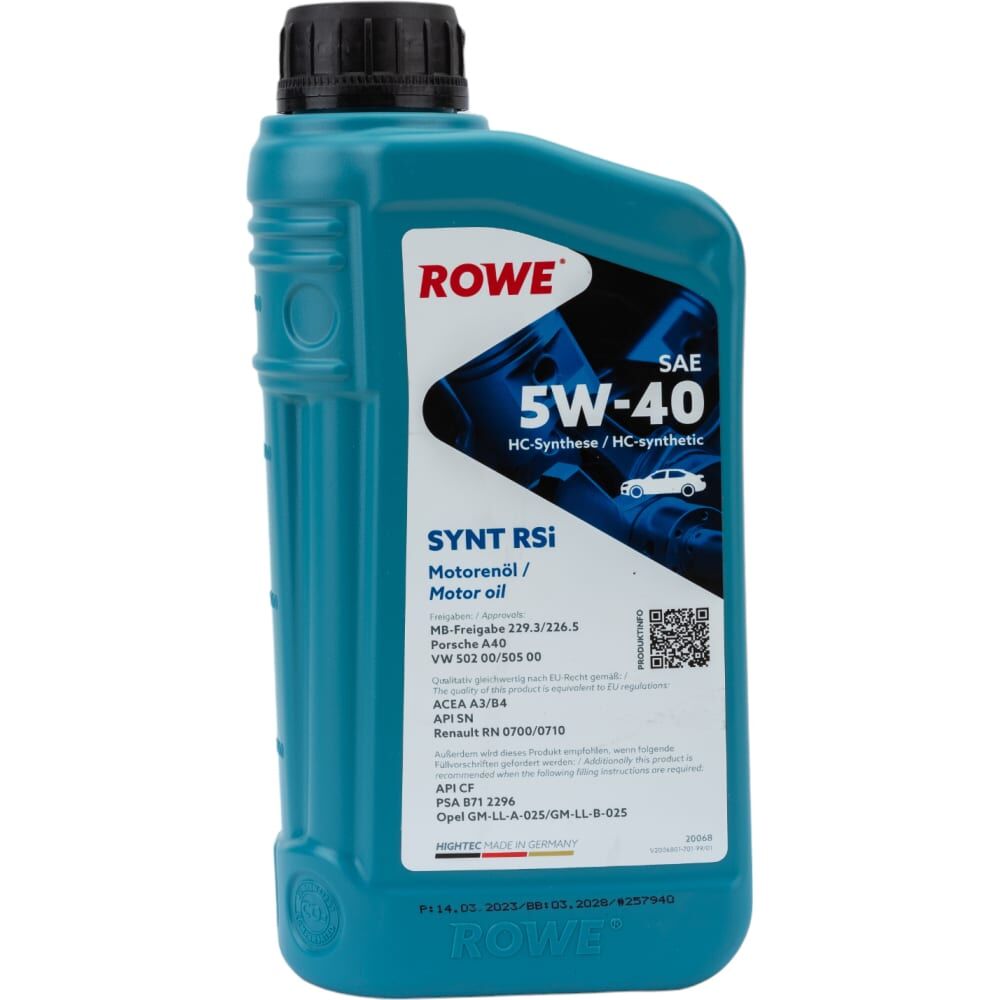 Полусинтетическое моторное масло Rowe HIGHTEC SYNT RSi SAE 5W-40