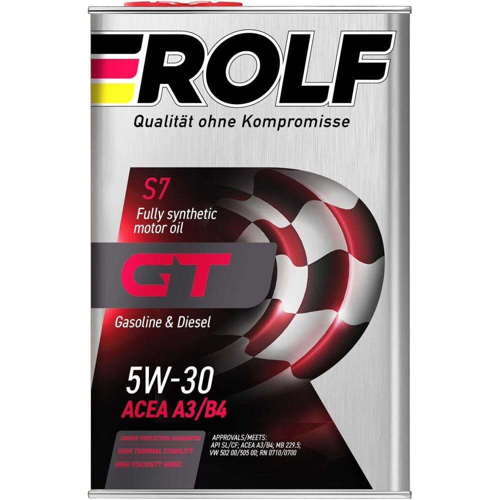 Синтетическое моторное масло Rolf GT SAE 5W-30, ACEA A3/B4