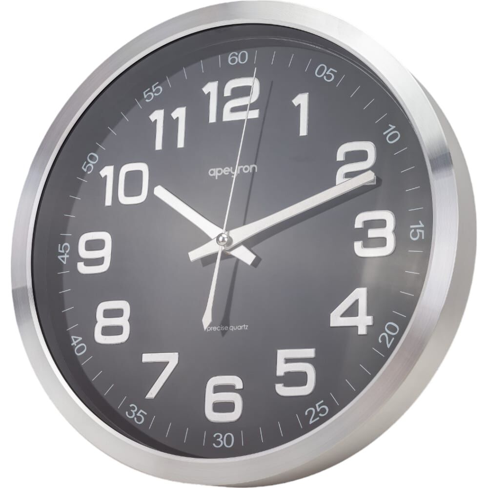 Круглые настенные бесшумные часы Apeyron 3d, металл, ø30,4 см с плавным ходом, батарейка 1АА