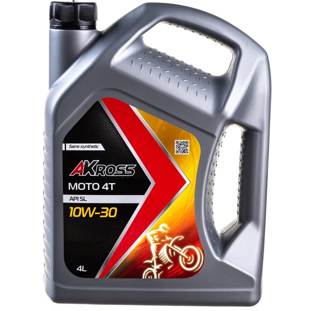 Моторное полусинтетическое масло AKross Мoto 4Т 10W-30 SL