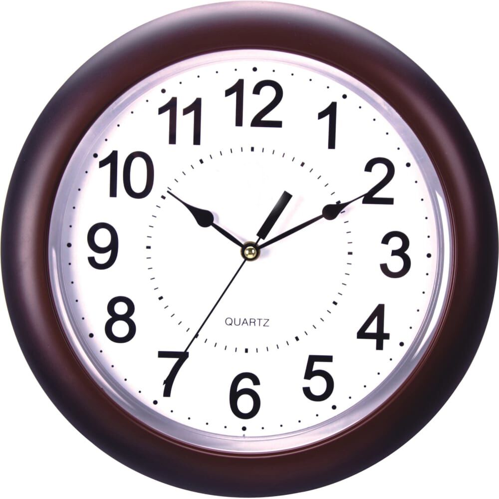 Круглые настенные бесшумные часы Apeyron цвет темно-коричневый, пластик, диаметр 33.6 см