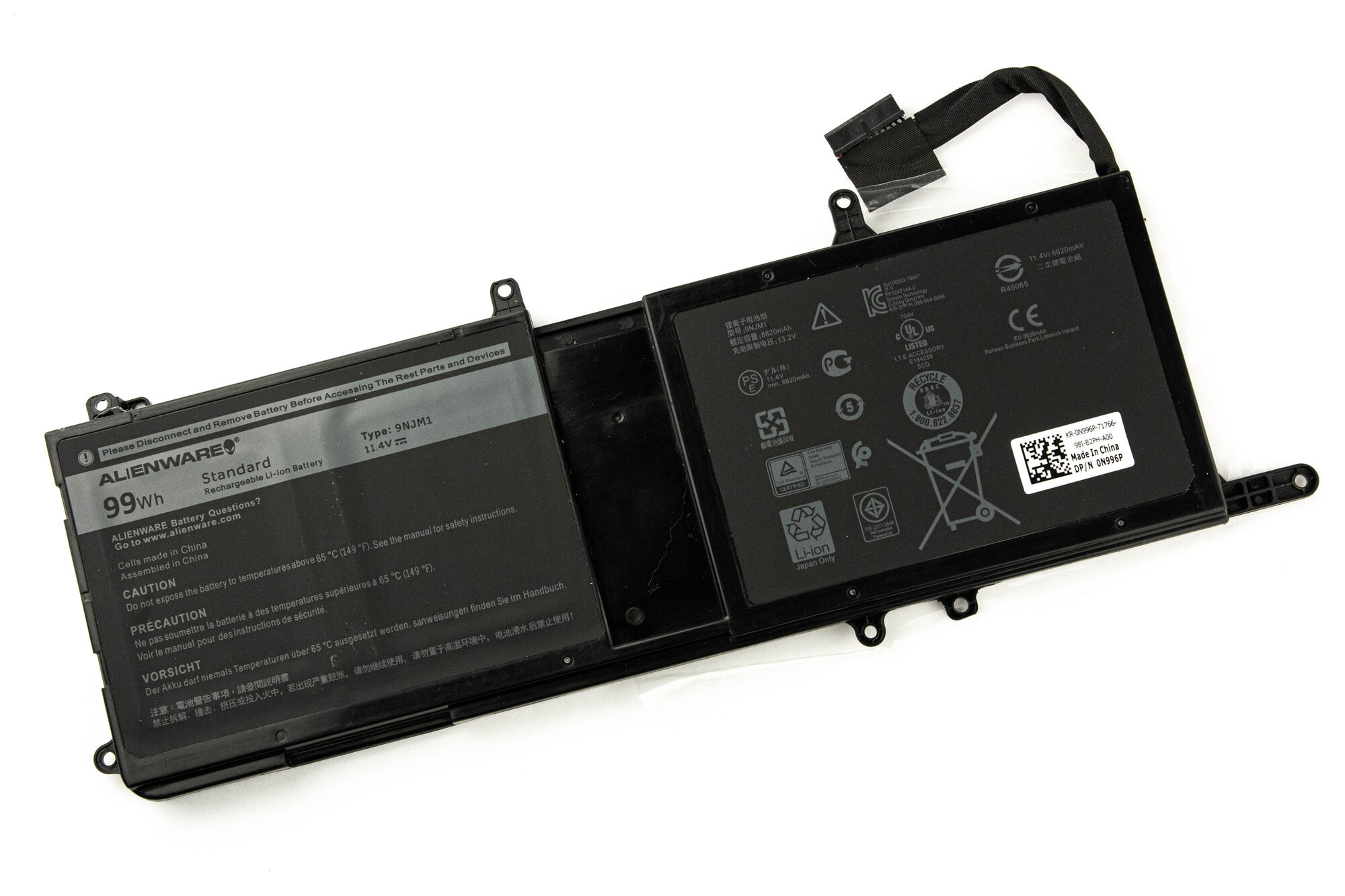 Аккумулятор для Dell Alienware 15 R3, 17 R4 (11.4V 8333mAh) ORG p/n: 9NJM1 MG2YH 01D82 0MG2Y