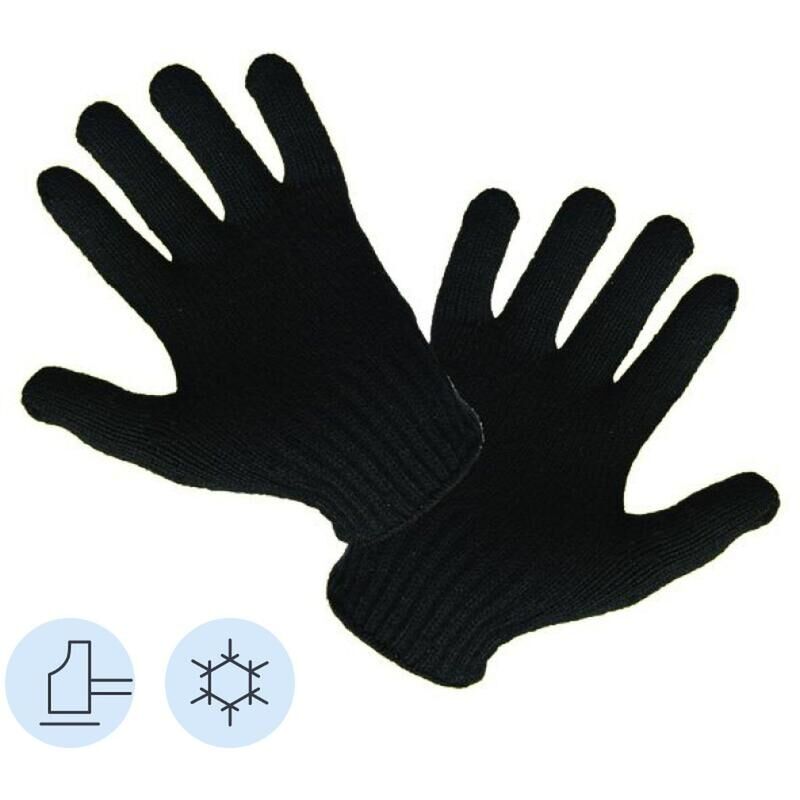 Перчатки рабочие утепленные полушерстяные черные (5 нитей, 7 класс вязки, универсальный размер) NoName