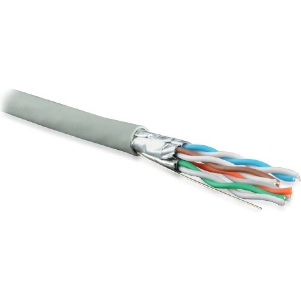 Экранированный одножильный кабель Hyperline UFTP4-C6-S23-IN-LSZH-GY-500 STP4-C6-SOLID-INDOOR-LSZH-500