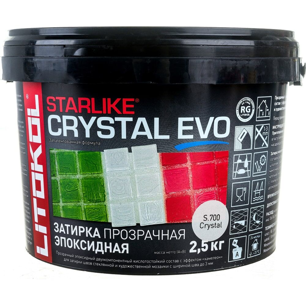 Эпоксидный состав для укладки и затирки мозаики и керамической плитки LITOKOL STARLIKE EVO S.700 CRYSTAL