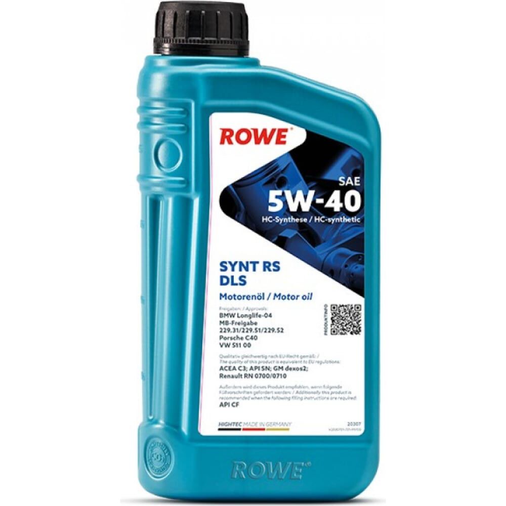 Моторное масло для легкового транспорта ROWE HIGHTEC SYNT RS DLS SAE 5W-40 NEW 20307-0010-99 Rowe