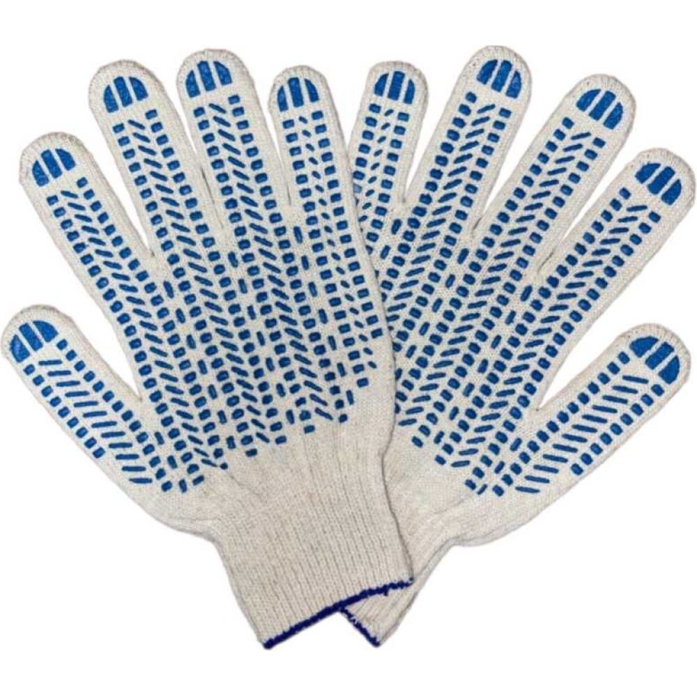 Трикотажные перчатки ПРОМПЕРЧАТКИ с ПВХ "протектор", 6 нитей, 10 класс, белые, 100 пар в упаковке ПП-27630/100