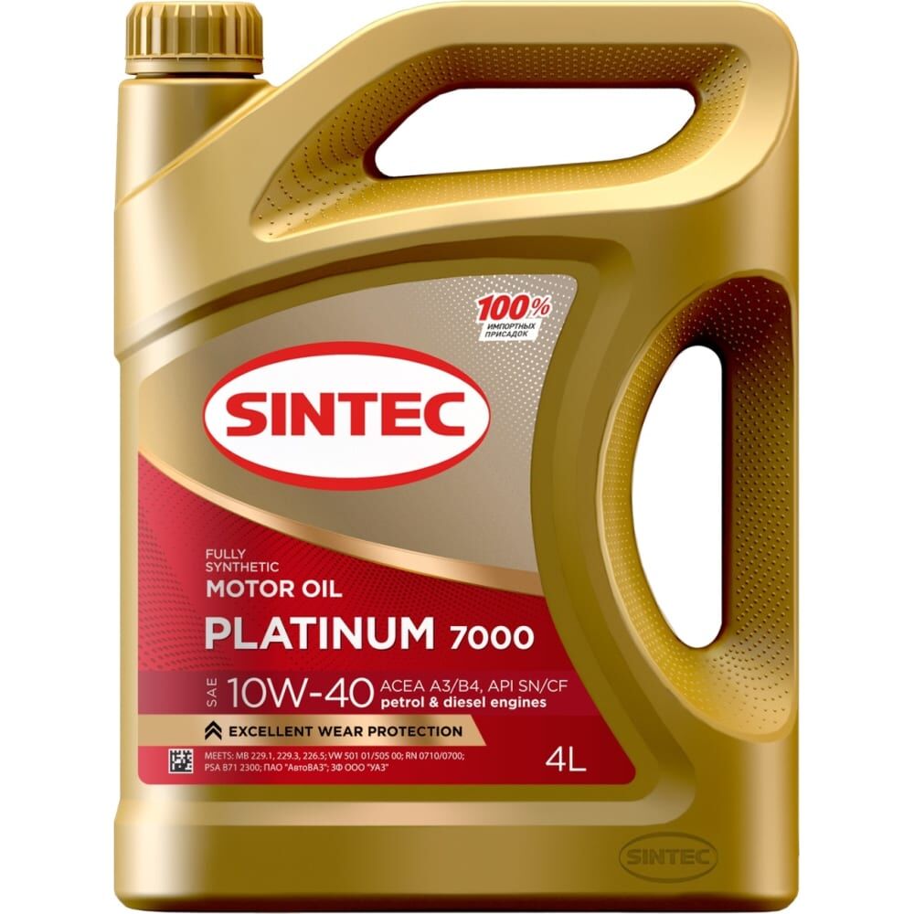 Моторное масло Sintec platinum 7000 sae 10w-40, api sn/cf, 4 л 600167