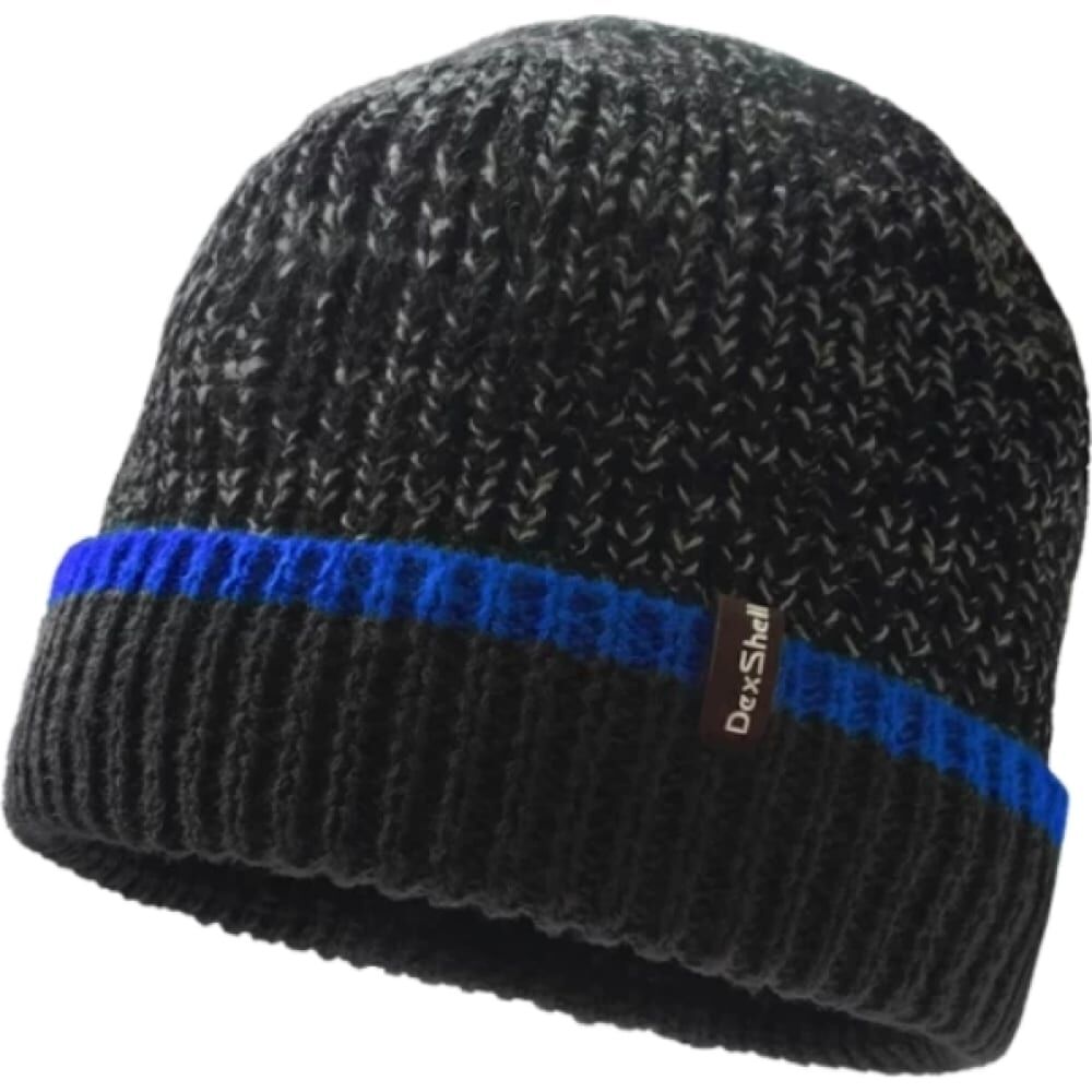 Водонепроницаемая шапка DexShell Cuffed Beanie черная с синей полоской, р. L/XL DH353BLULXL Шапка