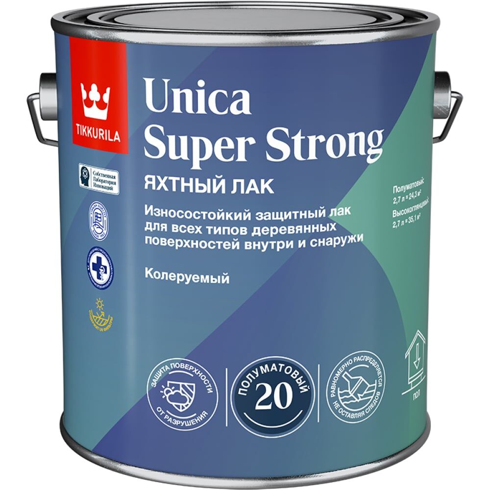 Универсальный лак Tikkurila UNICA SUPER STRONG EP полуматовый, 2.7л 700014012